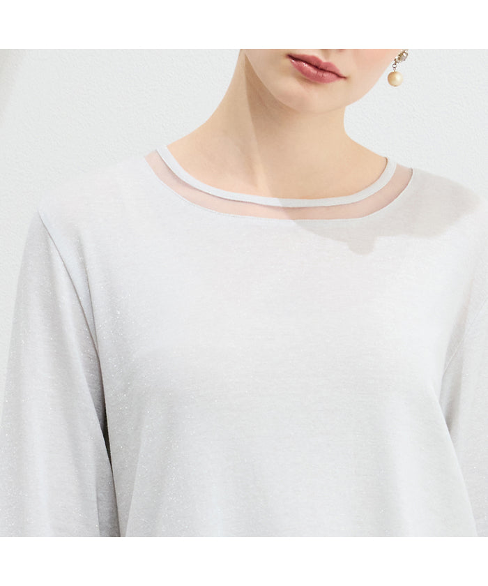 リリアンビューティ Liliane Burty 【M～4L】ラメフライスTシャツ （ブラック） ブラック