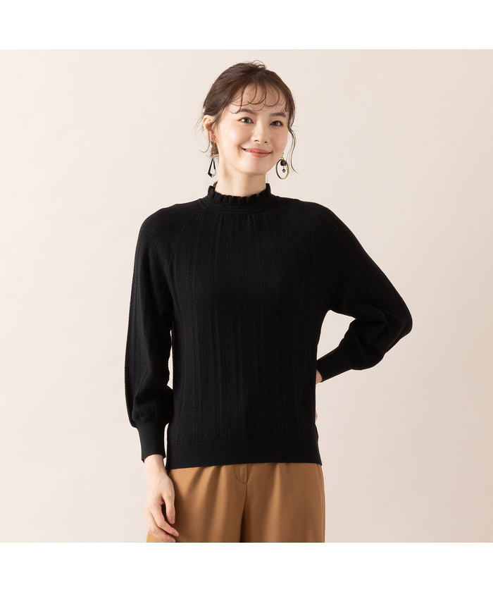 リリアンビューティ エクラ Liliane Burty ECLAT 【S・Mサイズ】フリル衿 ウォッシャブルニット （ブラック） ブラック