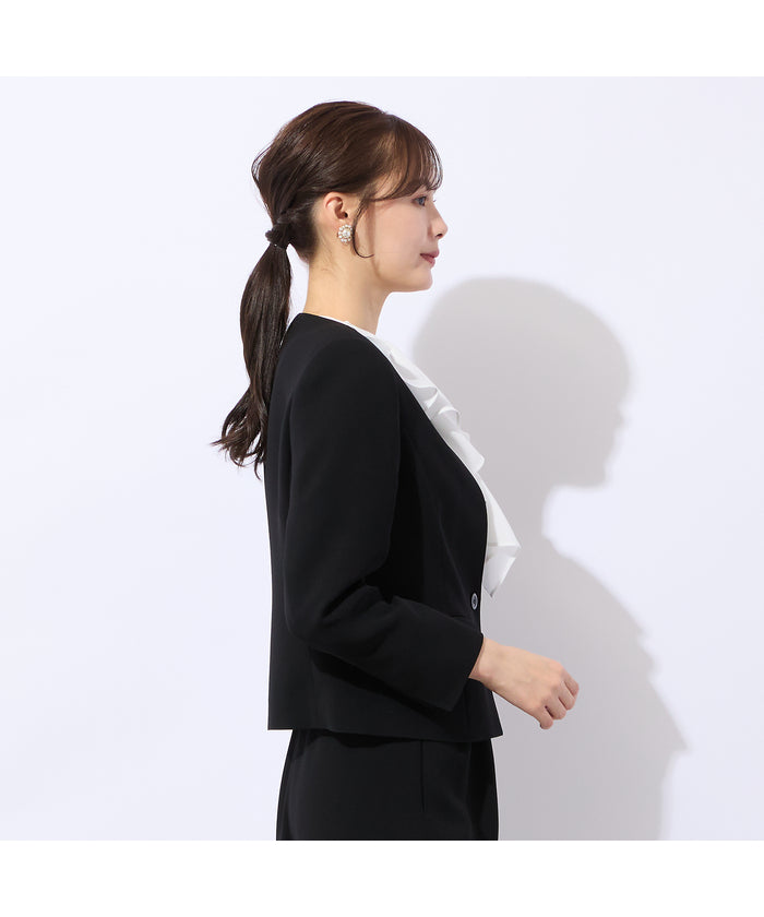 リリアンビューティ エクラ Liliane Burty ECLAT 【セットアップ可】ダブルクロスノーカラージャケット （ブラック） ブラック