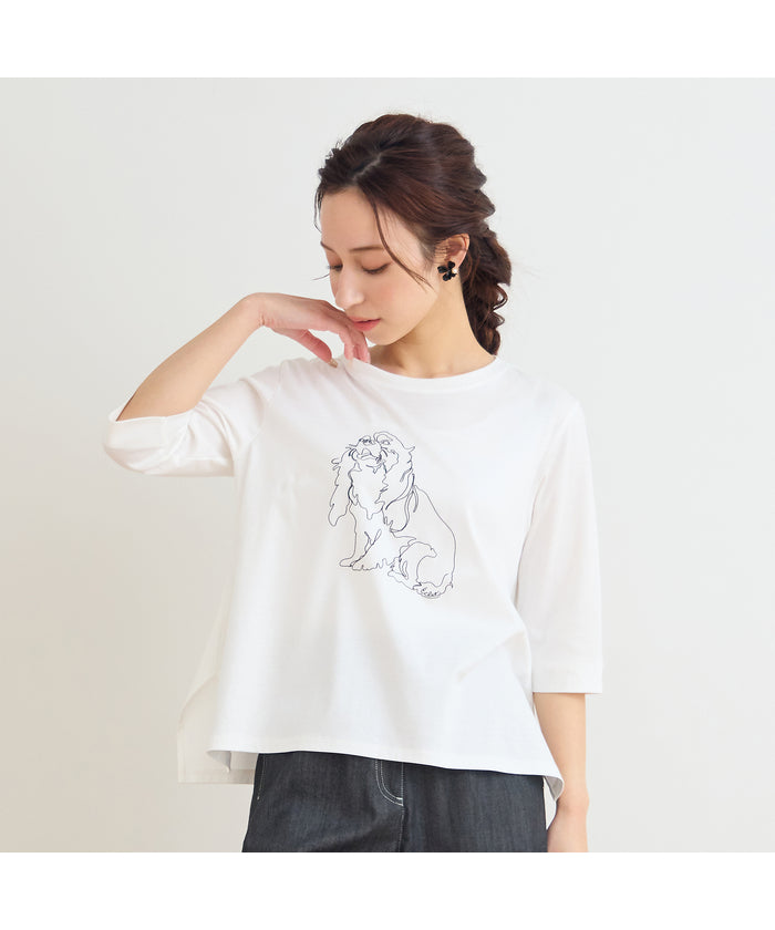 リリアンビューティ エクラ Liliane Burty ECLAT 【洗える】ドッグプリントTシャツ （オフ） オフ