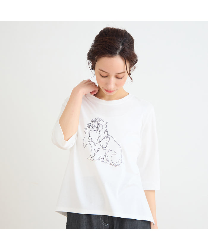 リリアンビューティ エクラ Liliane Burty ECLAT 【洗える】ドッグプリントTシャツ （オフ） オフ