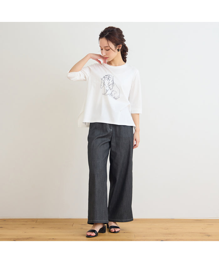 リリアンビューティ エクラ Liliane Burty ECLAT 【洗える】ドッグプリントTシャツ （オフ） オフ
