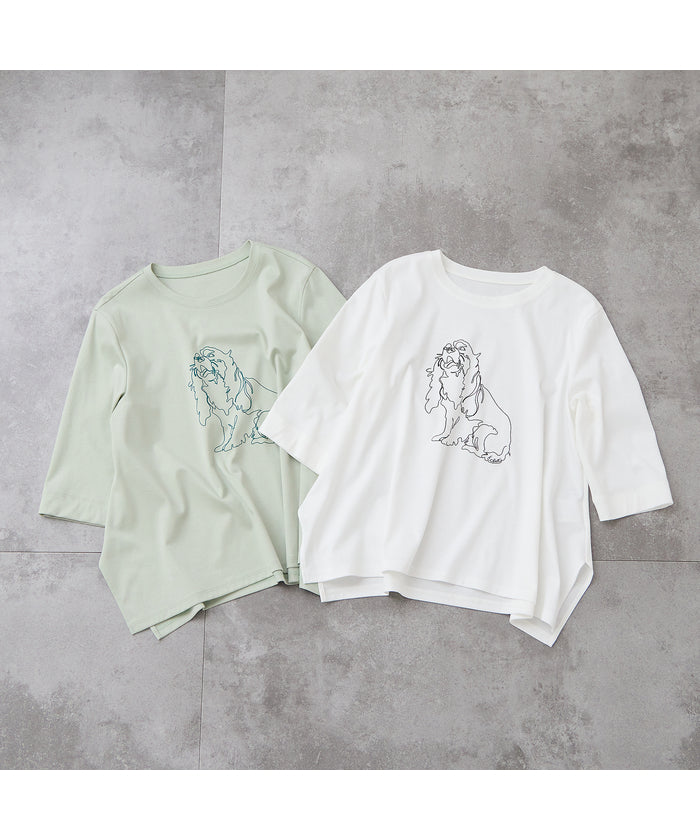 リリアンビューティ エクラ Liliane Burty ECLAT 【洗える】ドッグプリントTシャツ （オフ） オフ