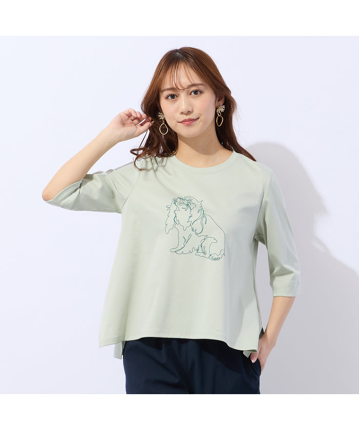 リリアンビューティ エクラ Liliane Burty ECLAT 【洗える】ドッグプリントTシャツ （オフ） オフ