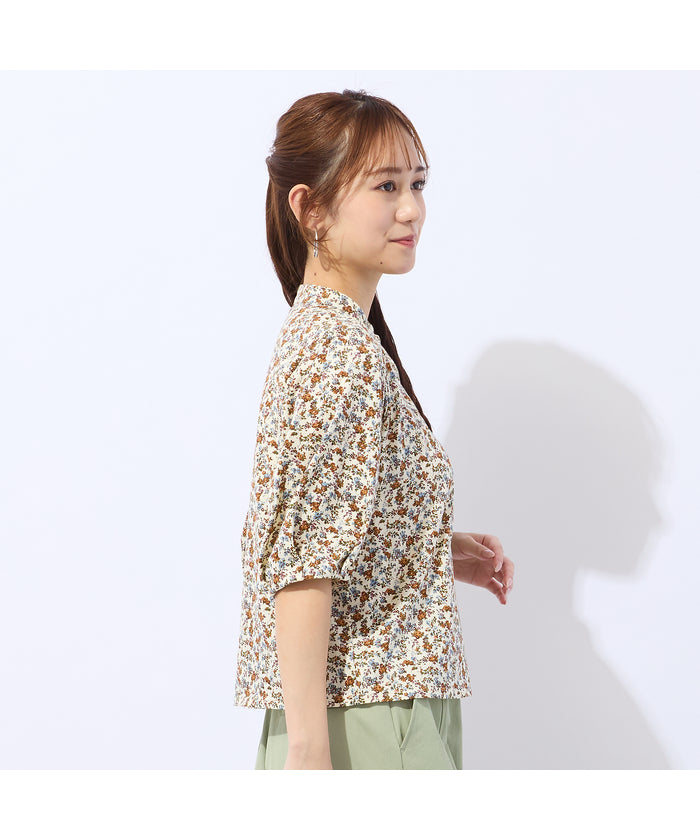 リリアンビューティ エクラ Liliane Burty ECLAT 【洗える】リバティプリントプルオーバーTシャツ （ブラウン） ブラウン