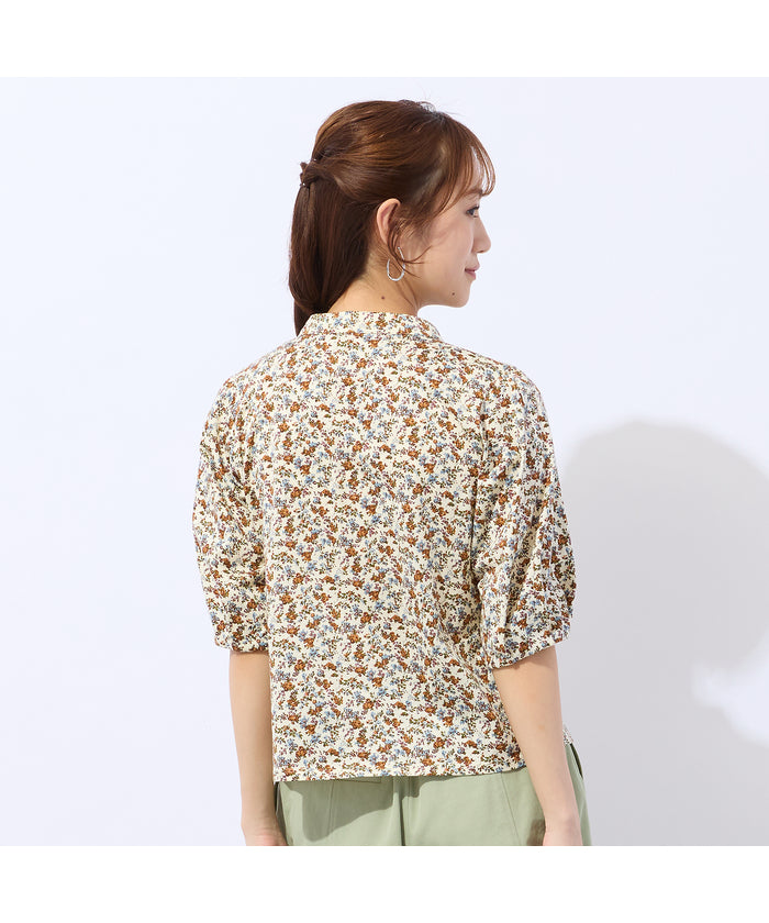 リリアンビューティ エクラ Liliane Burty ECLAT 【洗える】リバティプリントプルオーバーTシャツ （ブラウン） ブラウン
