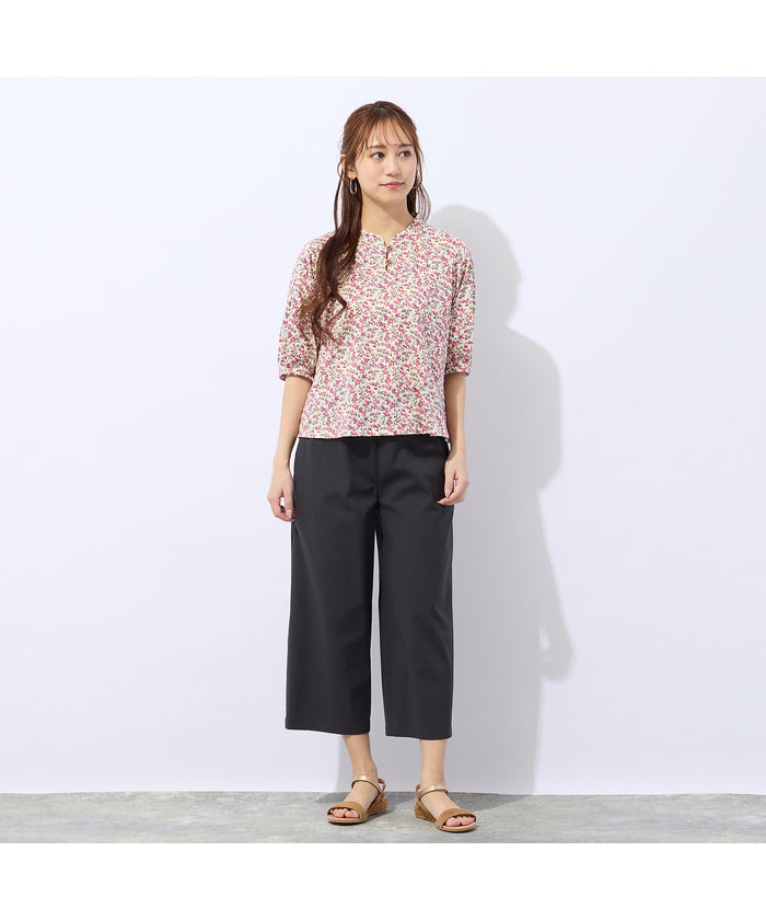 リリアンビューティ エクラ Liliane Burty ECLAT 【洗える】リバティプリントプルオーバーTシャツ （ブラウン） ブラウン