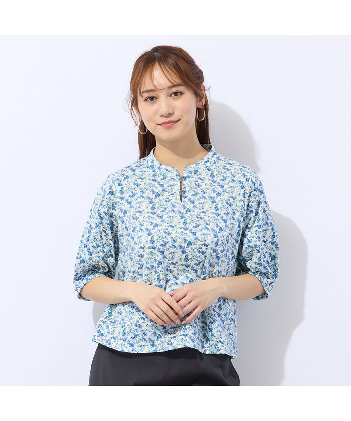 リリアンビューティ エクラ Liliane Burty ECLAT 【洗える】リバティプリントプルオーバーTシャツ （ブラウン） ブラウン