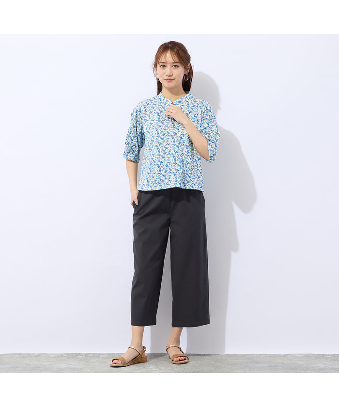 リリアンビューティ エクラ Liliane Burty ECLAT 【洗える】リバティプリントプルオーバーTシャツ （ブラウン） ブラウン