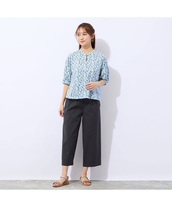 リリアンビューティ エクラ Liliane Burty ECLAT 【洗える】リバティプリントプルオーバーTシャツ （ブラウン） ブラウン