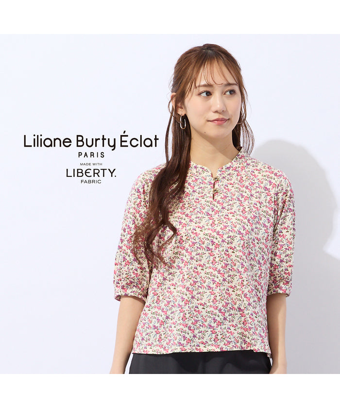 リリアンビューティ エクラ Liliane Burty ECLAT 【洗える】リバティプリントプルオーバーTシャツ （ピンク） ピンク