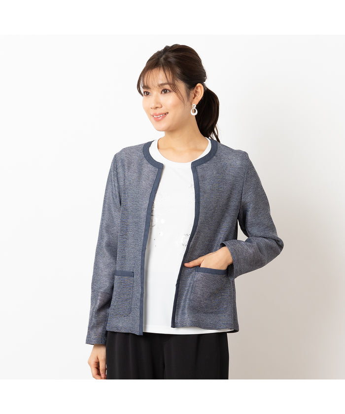 ロブジェ LOBJIE カラミ ノーカラージャケット （ダークブルー） ダークブルー