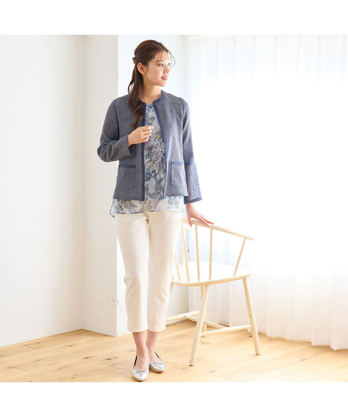 ロブジェ LOBJIE カラミ ノーカラージャケット （ダークブルー） ダークブルー