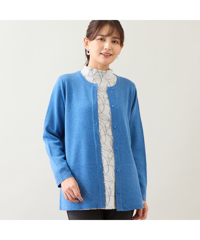 ロブジェ LOBJIE パールモチーフつきニットカーディガン （ブルー） ブルー