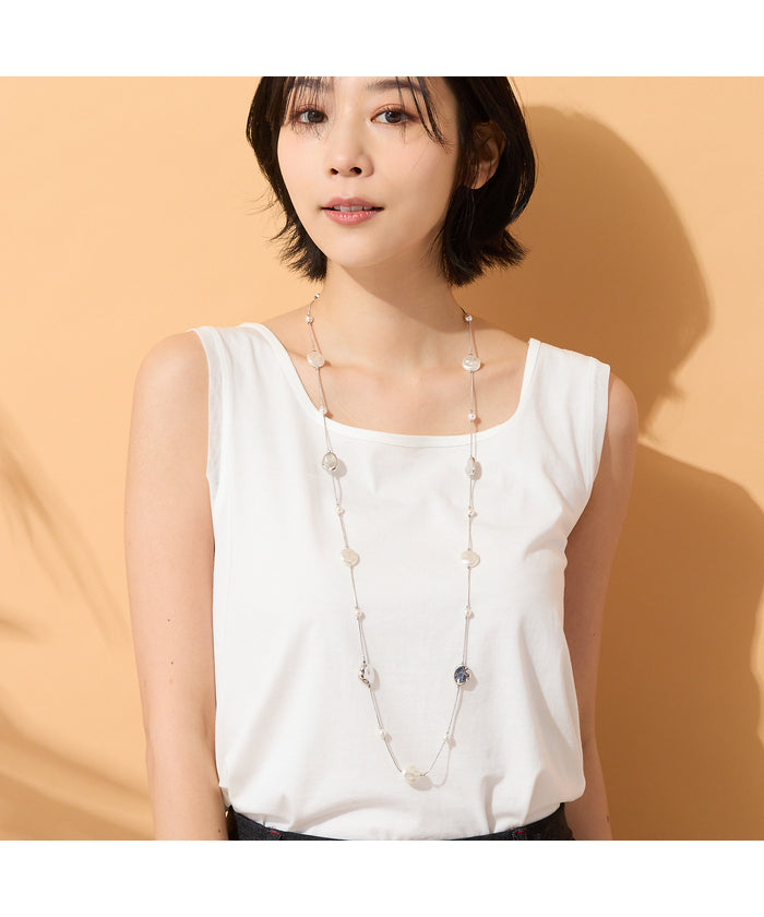 ピサーノ PISANO パール調×シルバー調パーツ・ロングネックレス （シルバー） シルバー