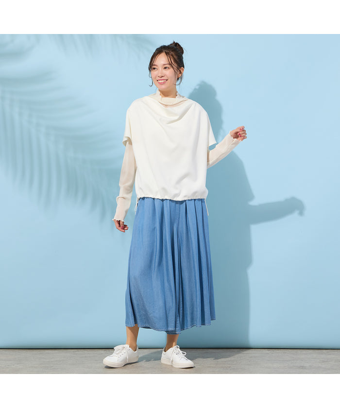 ピサーノ PISANO 【手洗いOK・接触冷感・UVカット】フレンチスリーブ・ドレープジレ （ブラック） ブラック