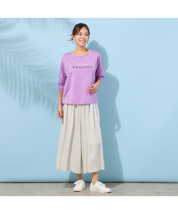 ピサーノ PISANO 【手洗いOK・セットアップ対応】製品洗い・テンセルデニムキュロットパンツ （ライトグレー） ライトグレー