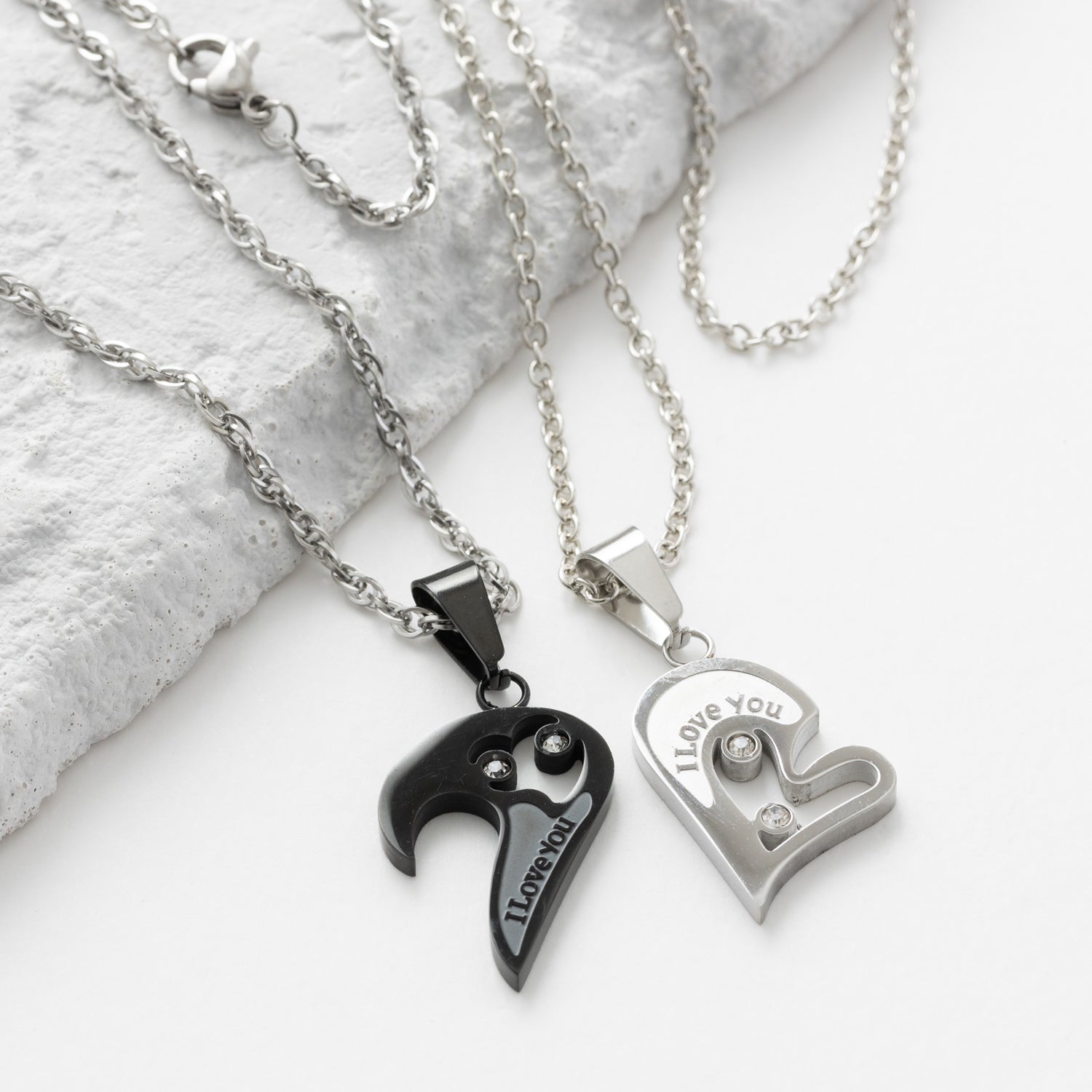John JON "High Quality" Stainless Steel Pair Necklace