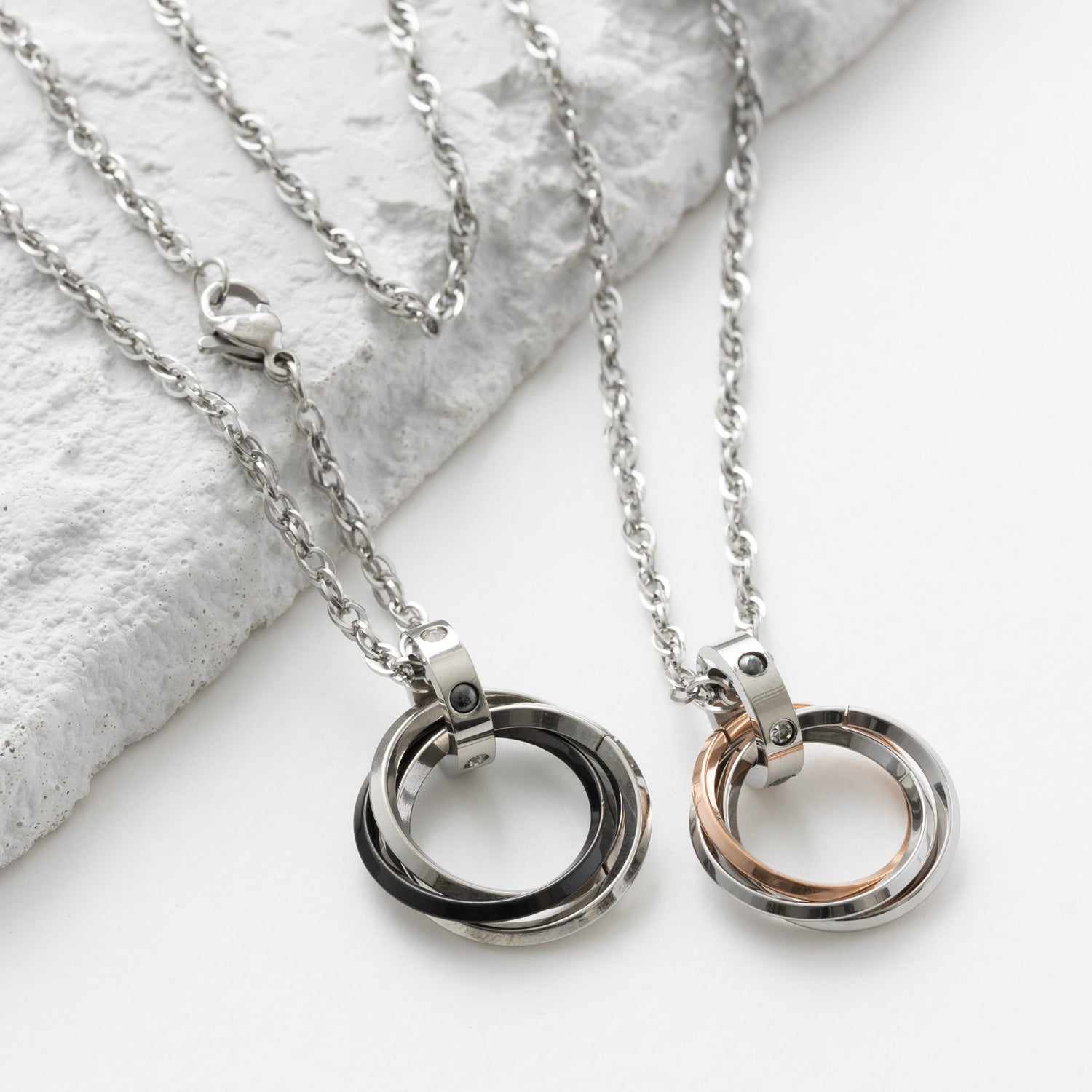 John JON "High Quality" Stainless Steel Pair Necklace