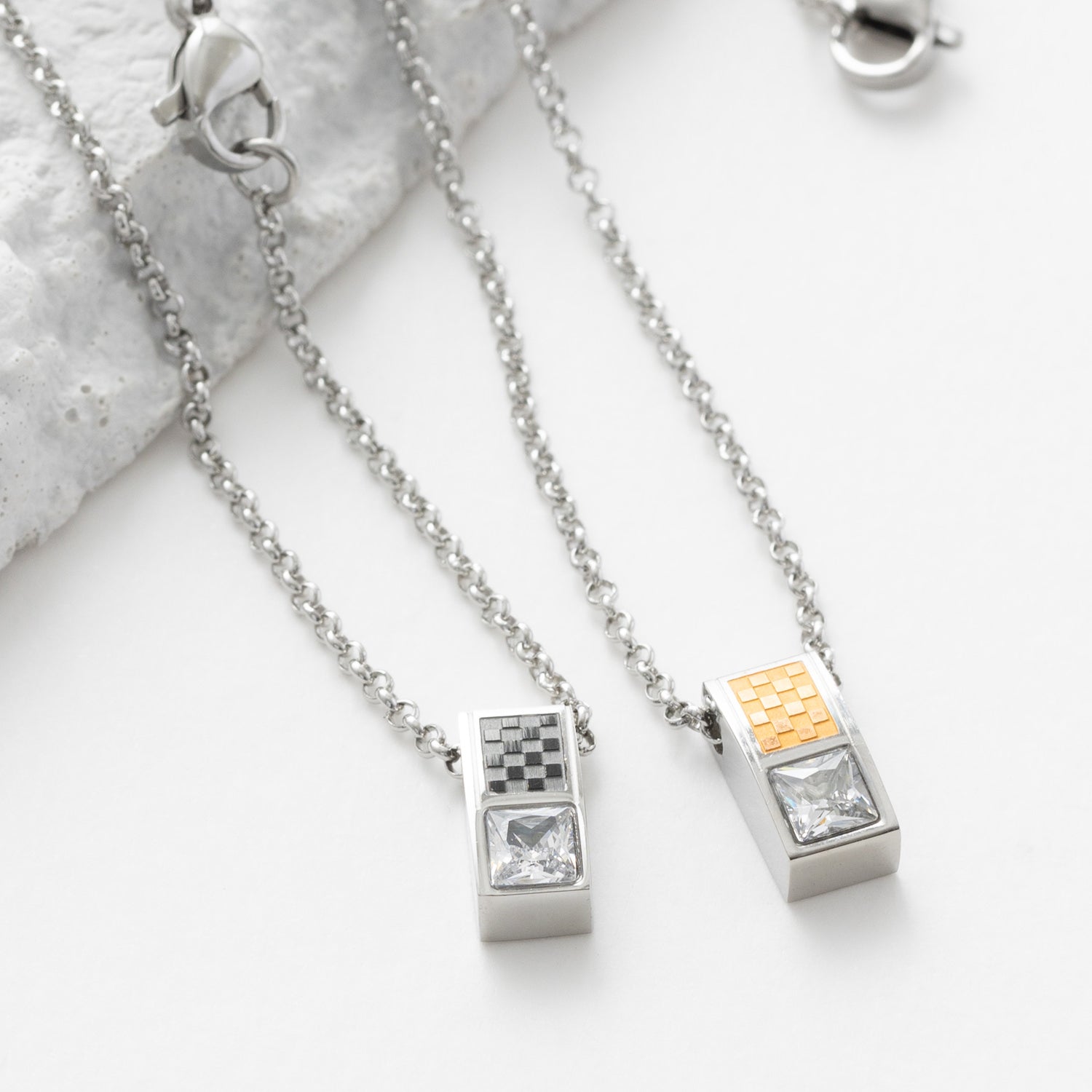 John JON "High Quality" Stainless Steel Pair Necklace