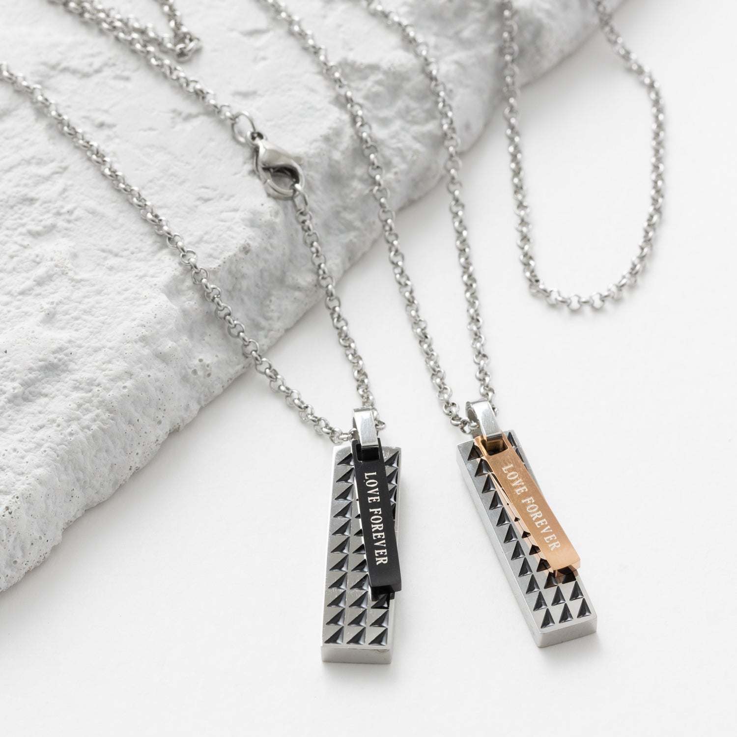 John JON "High Quality" Stainless Steel Pair Necklace