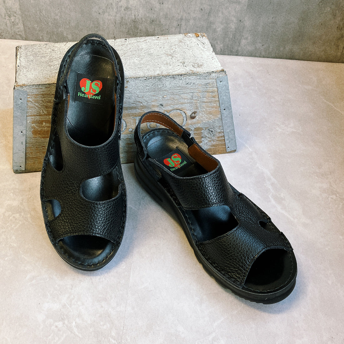 JS Heartlabel Genuine Leather Made in Japan Wide Lightweight Backstrap Sandals