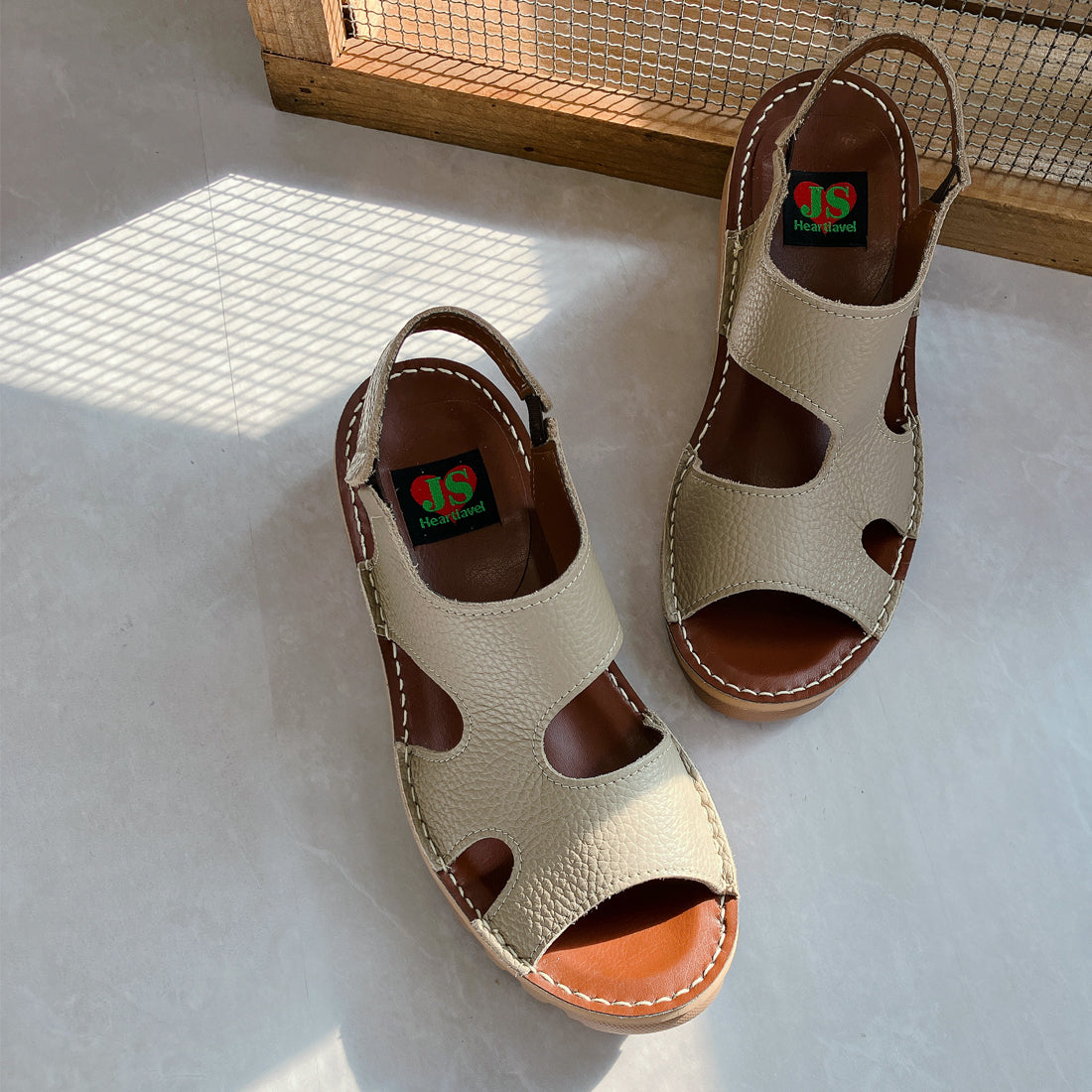 JS Heartlabel Genuine Leather Made in Japan Wide Lightweight Backstrap Sandals