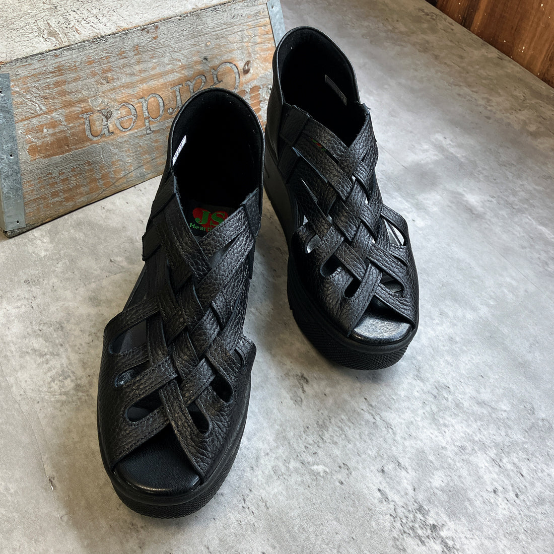 JS Heartlabel Genuine Leather Made in Japan Wide Braided Design Thick Sole Sandals