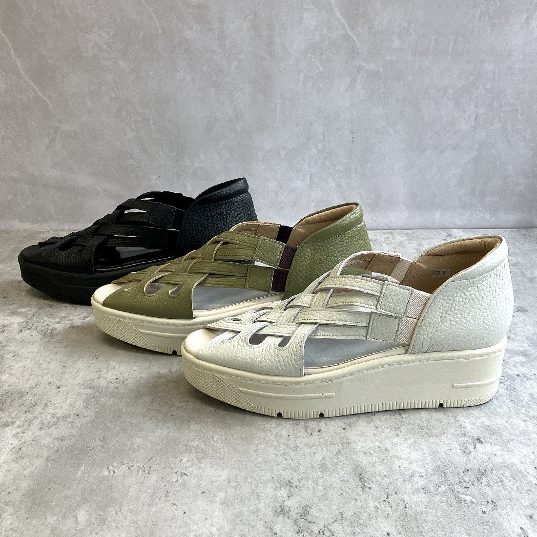 JS Heartlabel Genuine Leather Made in Japan Wide Braided Design Thick Sole Sandals