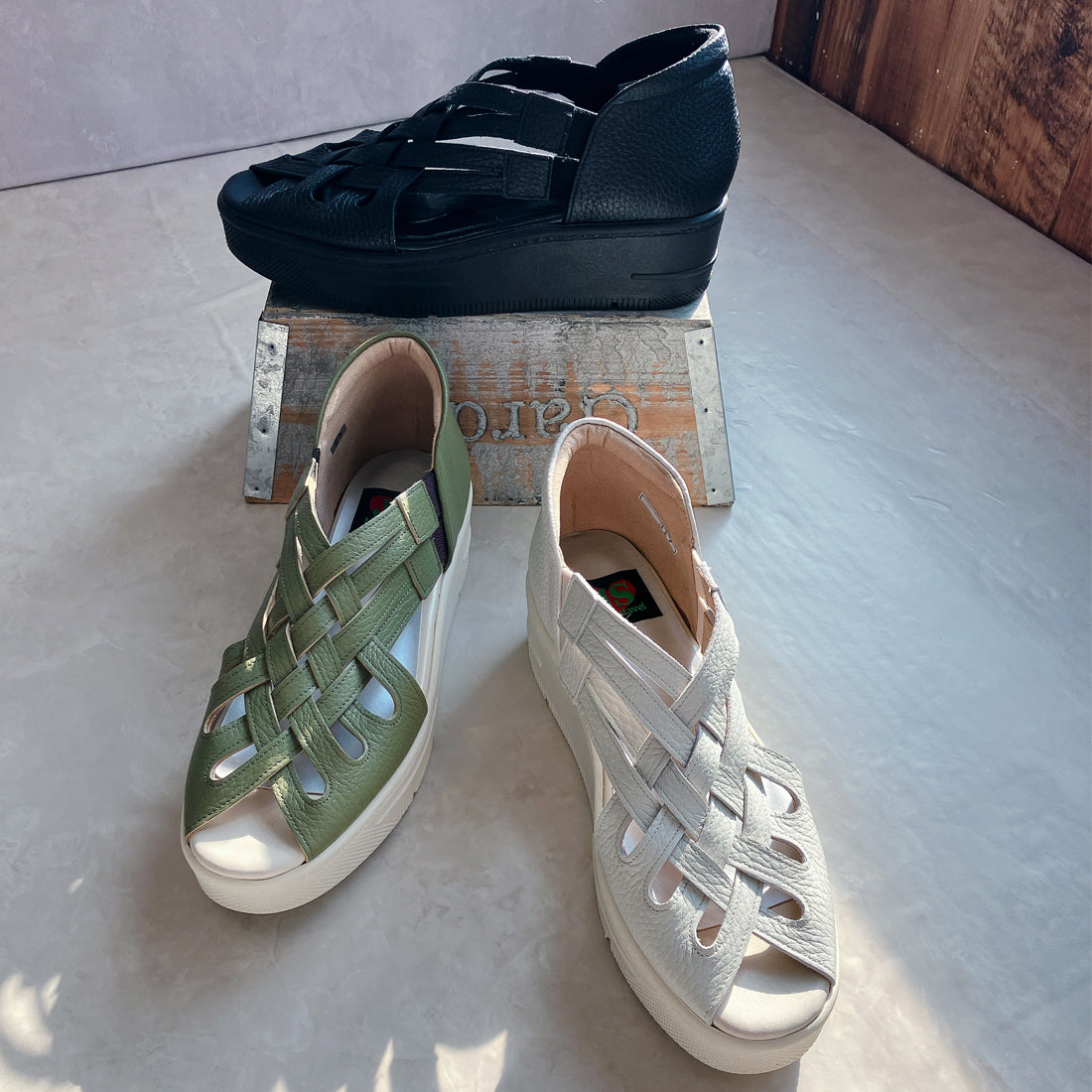 JS Heartlabel Genuine Leather Made in Japan Wide Braided Design Thick Sole Sandals