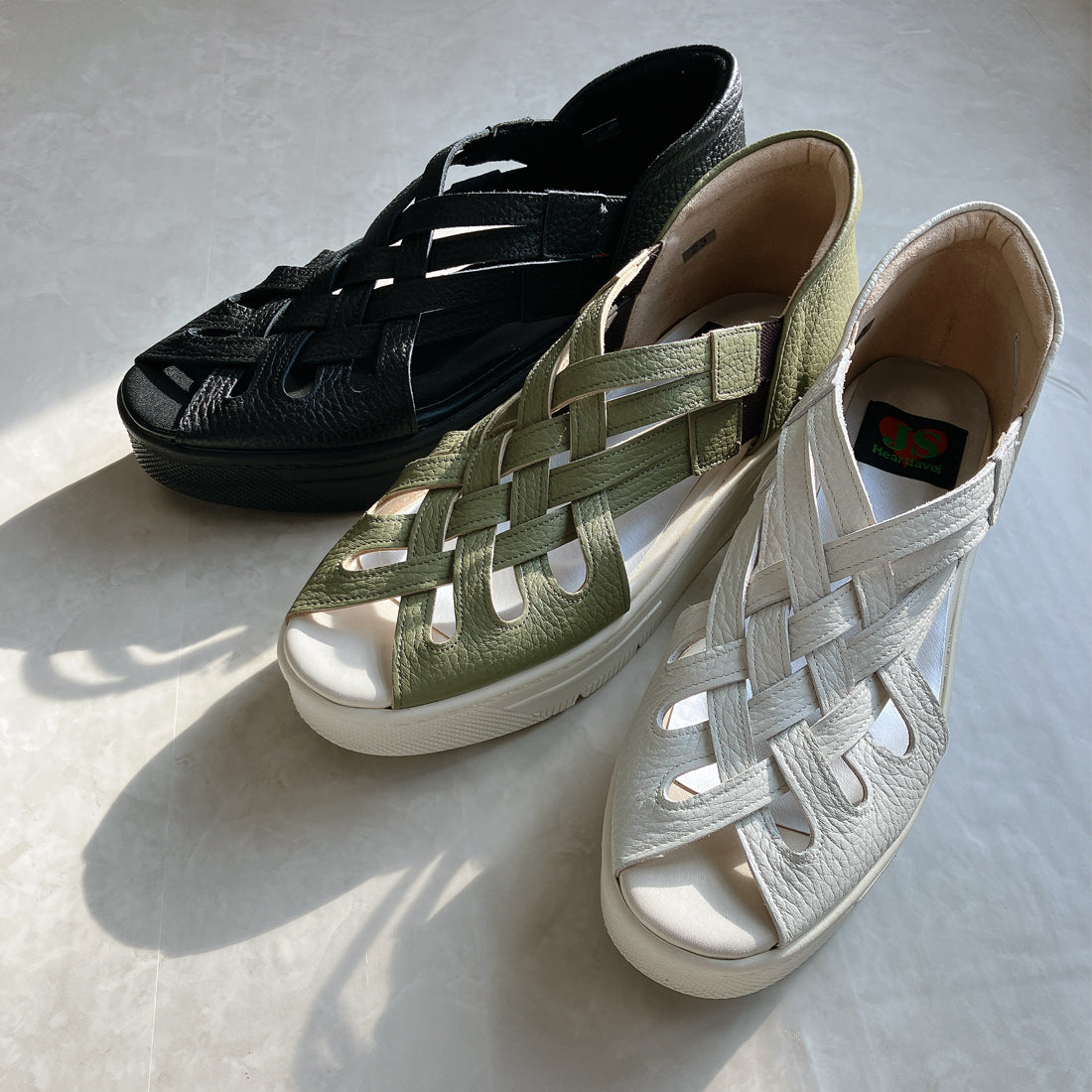 JS Heartlabel Genuine Leather Made in Japan Wide Braided Design Thick Sole Sandals