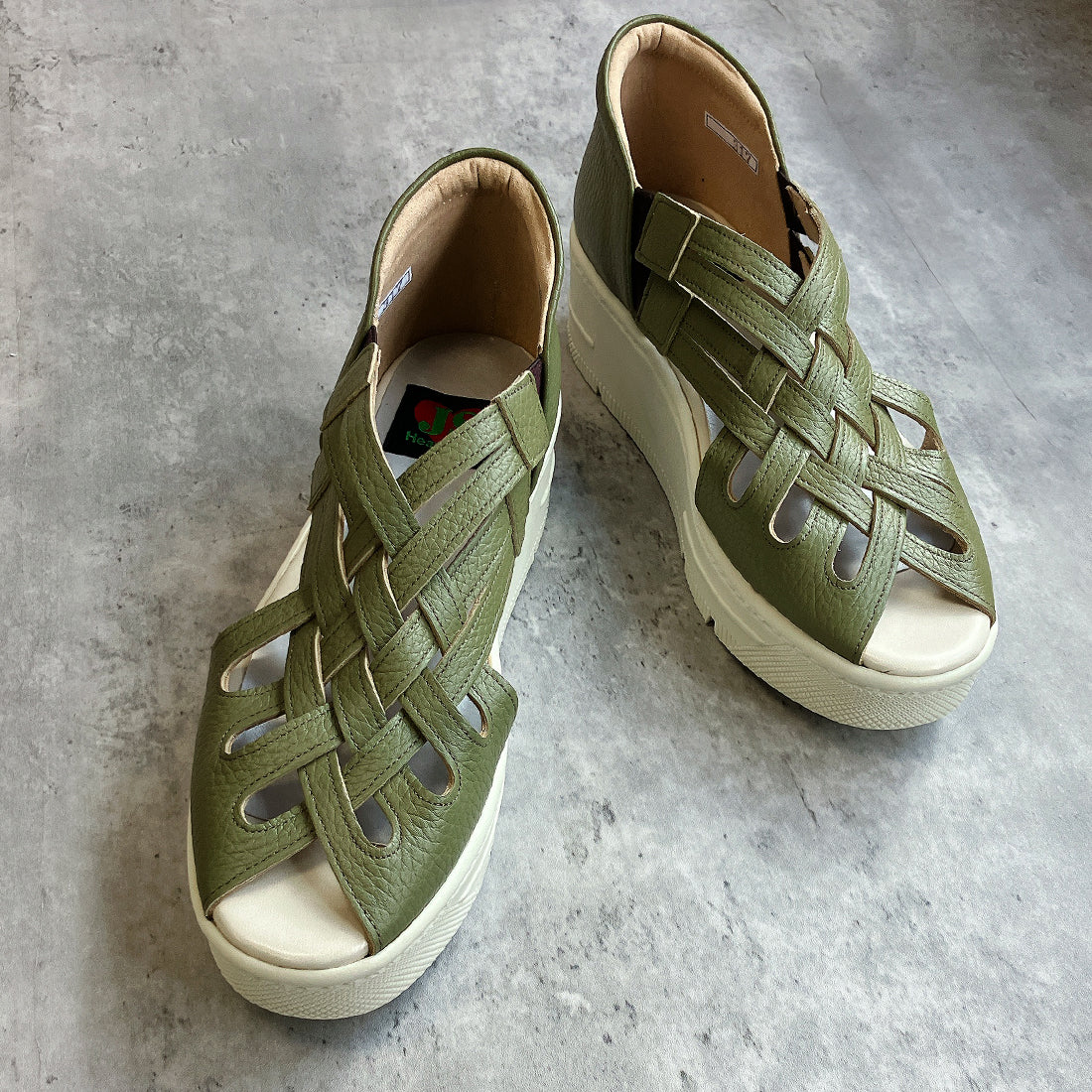 JS Heartlabel Genuine Leather Made in Japan Wide Braided Design Thick Sole Sandals