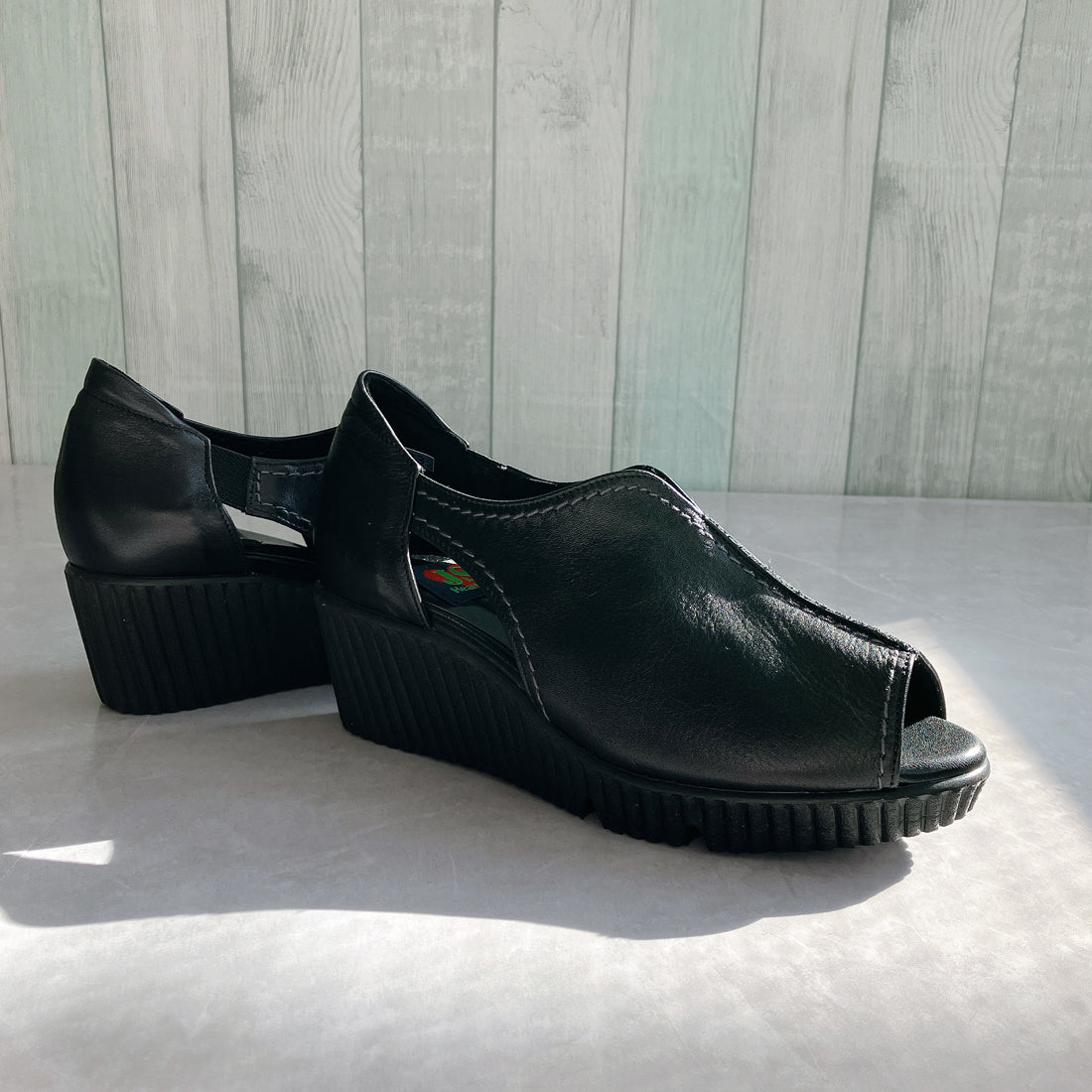 JS Heartlabel Genuine Leather Made in Japan Thick-soled Open-toe Wedge Sole Sandals