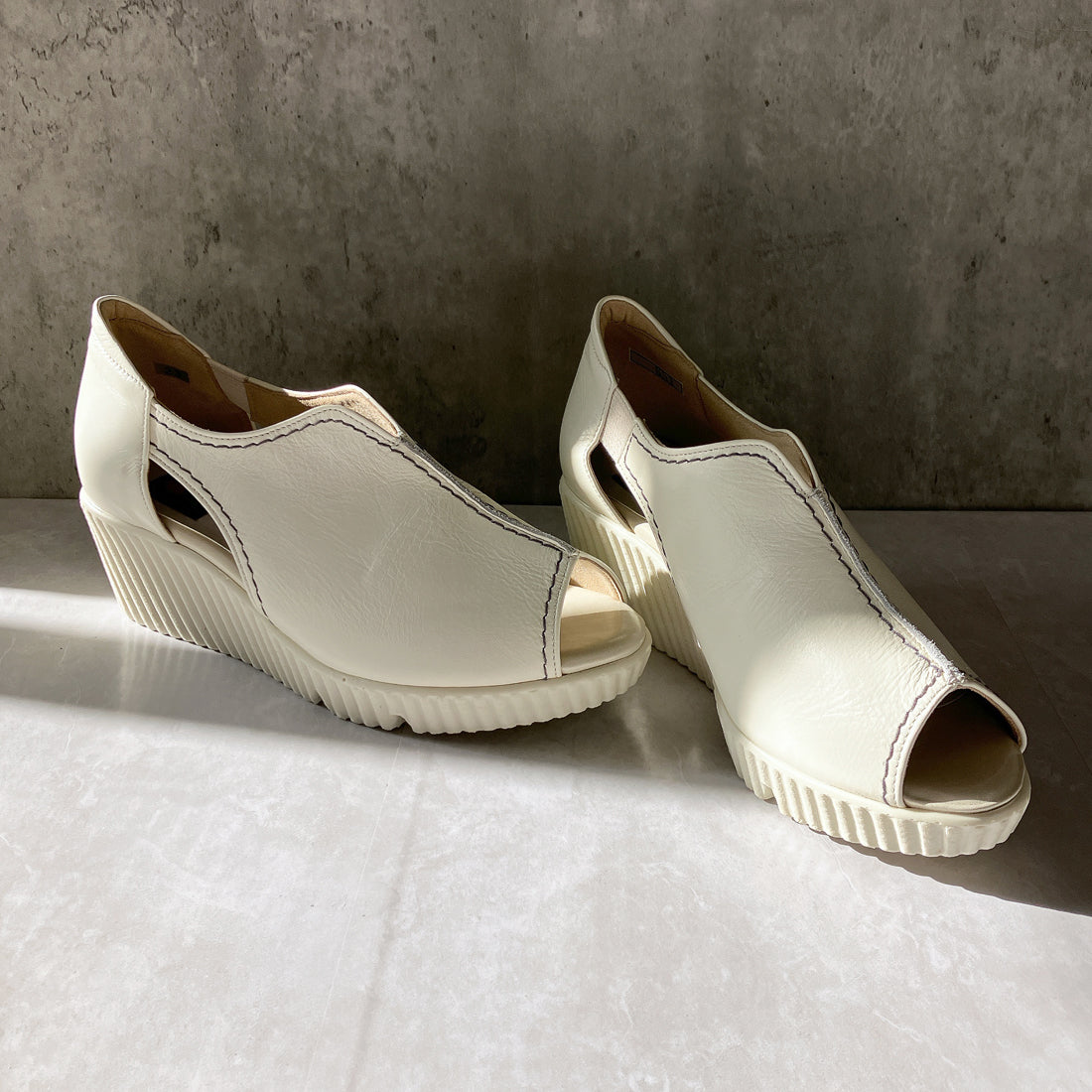 JS Heartlabel Genuine Leather Made in Japan Thick-soled Open-toe Wedge Sole Sandals