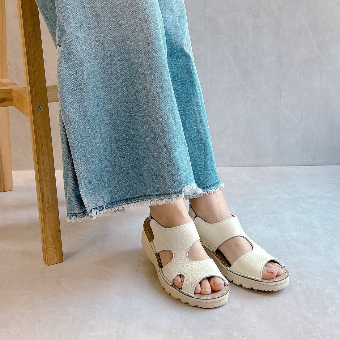 JS Heartlabel Genuine Leather Made in Japan Wide Lightweight Backstrap Sandals
