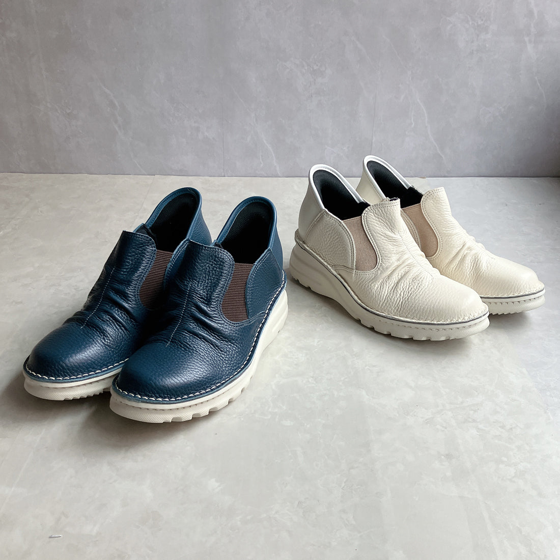 ジェイエス ハートレーベル JS Heartlavel スグ履ける！軽量レザーシャーリング サイドゴアスリッポンシューズ （アイボリー） アイボリー