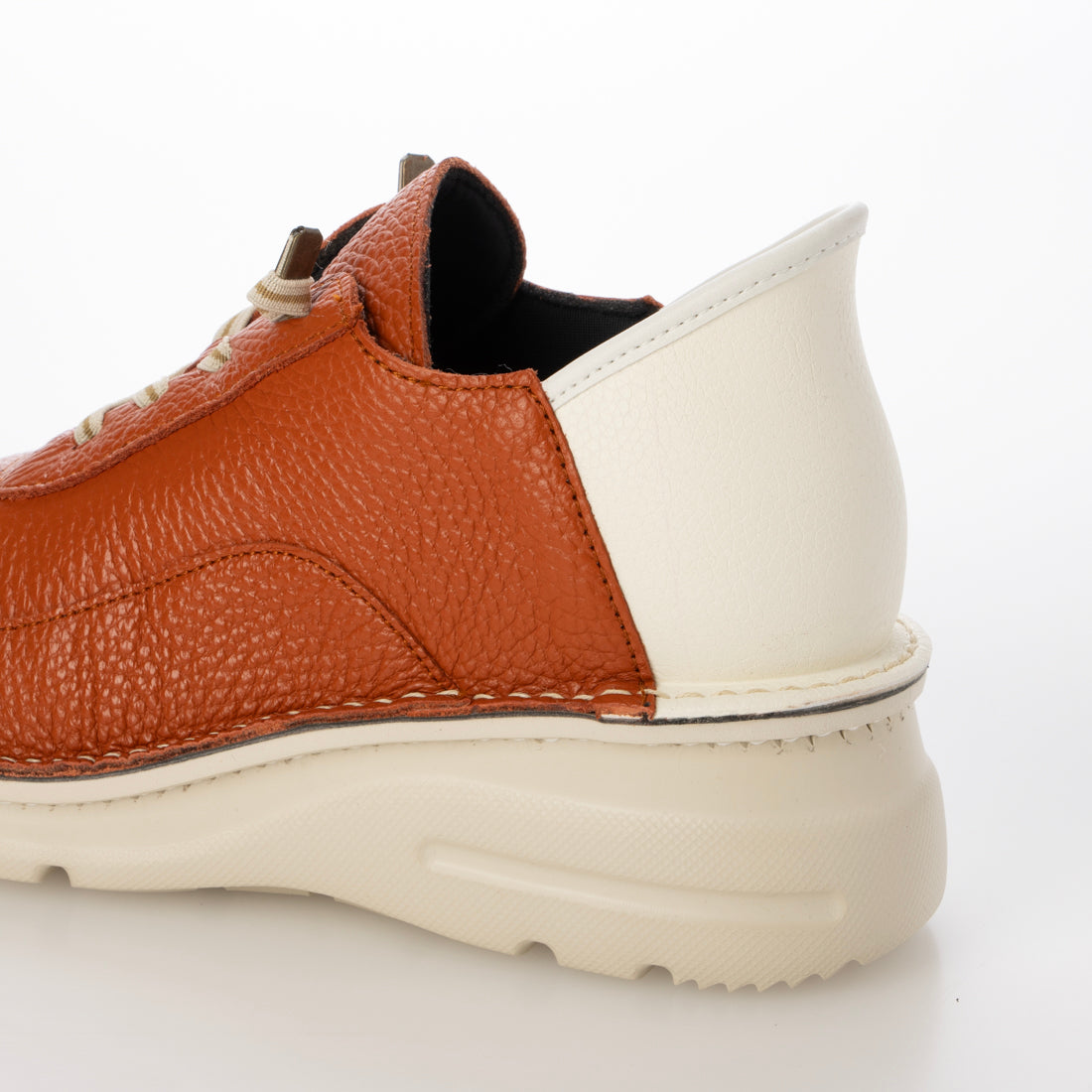 ジェイエス ハートレーベル JS Heartlavel スグ履ける！軽量レザーレースアップ風スリッポンシューズ （ブリック/ホワイト） ブリック/ホワイト