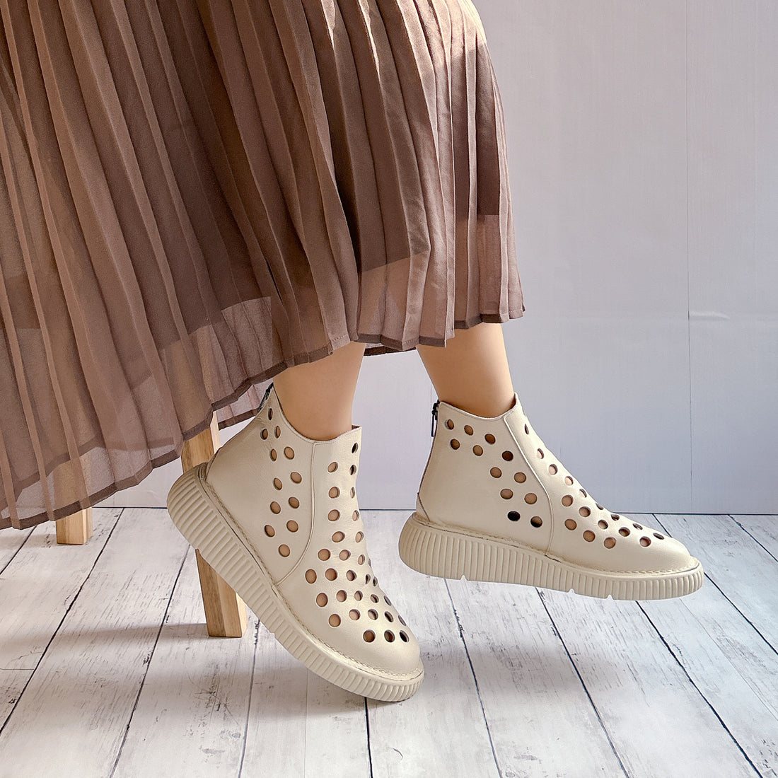 ジェイエス ハートレーベル JS Heartlavel ボリュームソール 本革 パンチング シューズ