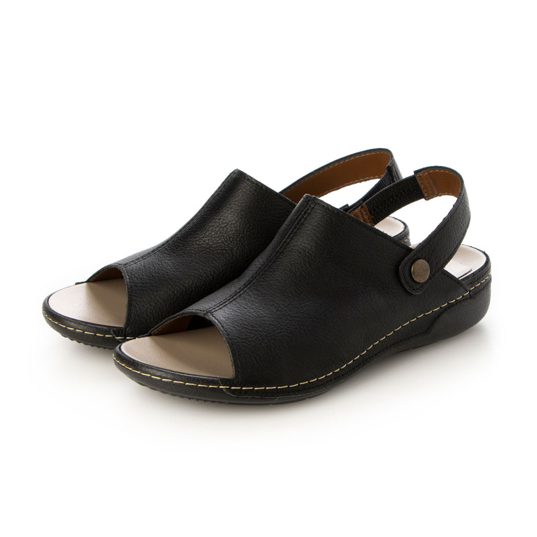 ジェイエス ハートレーベル JS Heartlavel 2WAY 軽量 ストラップ サンダル,ブラック