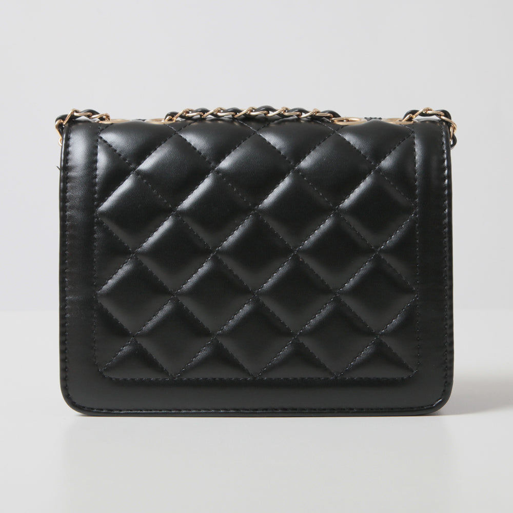 JULIA BOUTIQUE Quilted Chain Bag [24640 Women's Bag Handbag Shoulder Bag black black white White ]