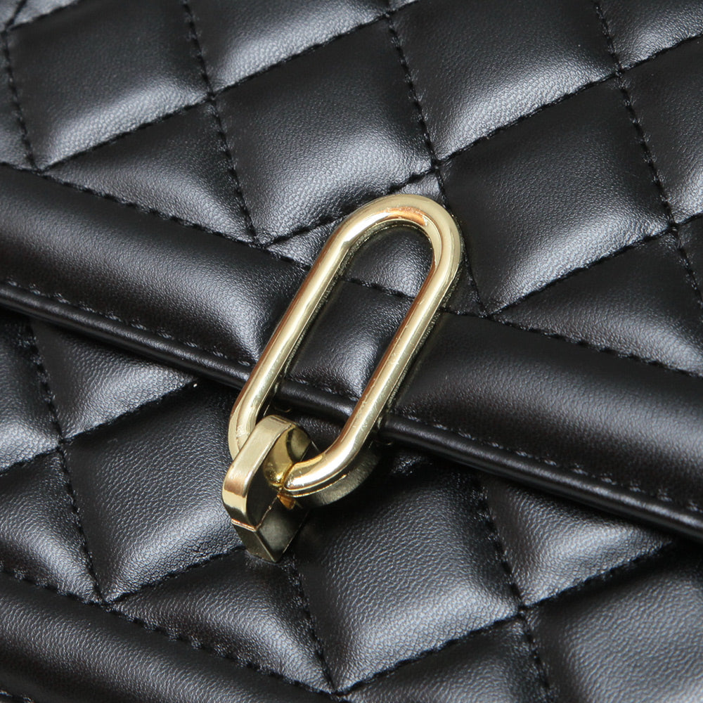 JULIA BOUTIQUE Quilted Chain Bag [24640 Women's Bag Handbag Shoulder Bag black black white White ]