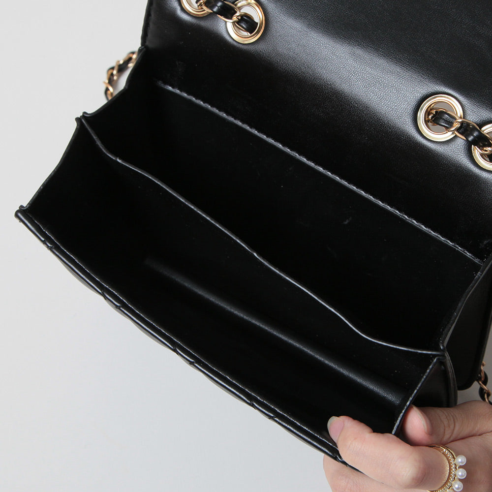 JULIA BOUTIQUE Quilted Chain Bag [24640 Women's Bag Handbag Shoulder Bag black black white White ]