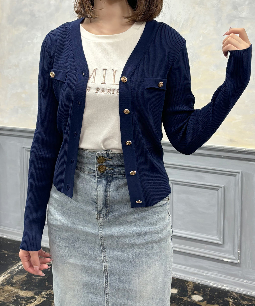 ジュリアブティック JULIA BOUTIQUE ゴールドボタンVネック