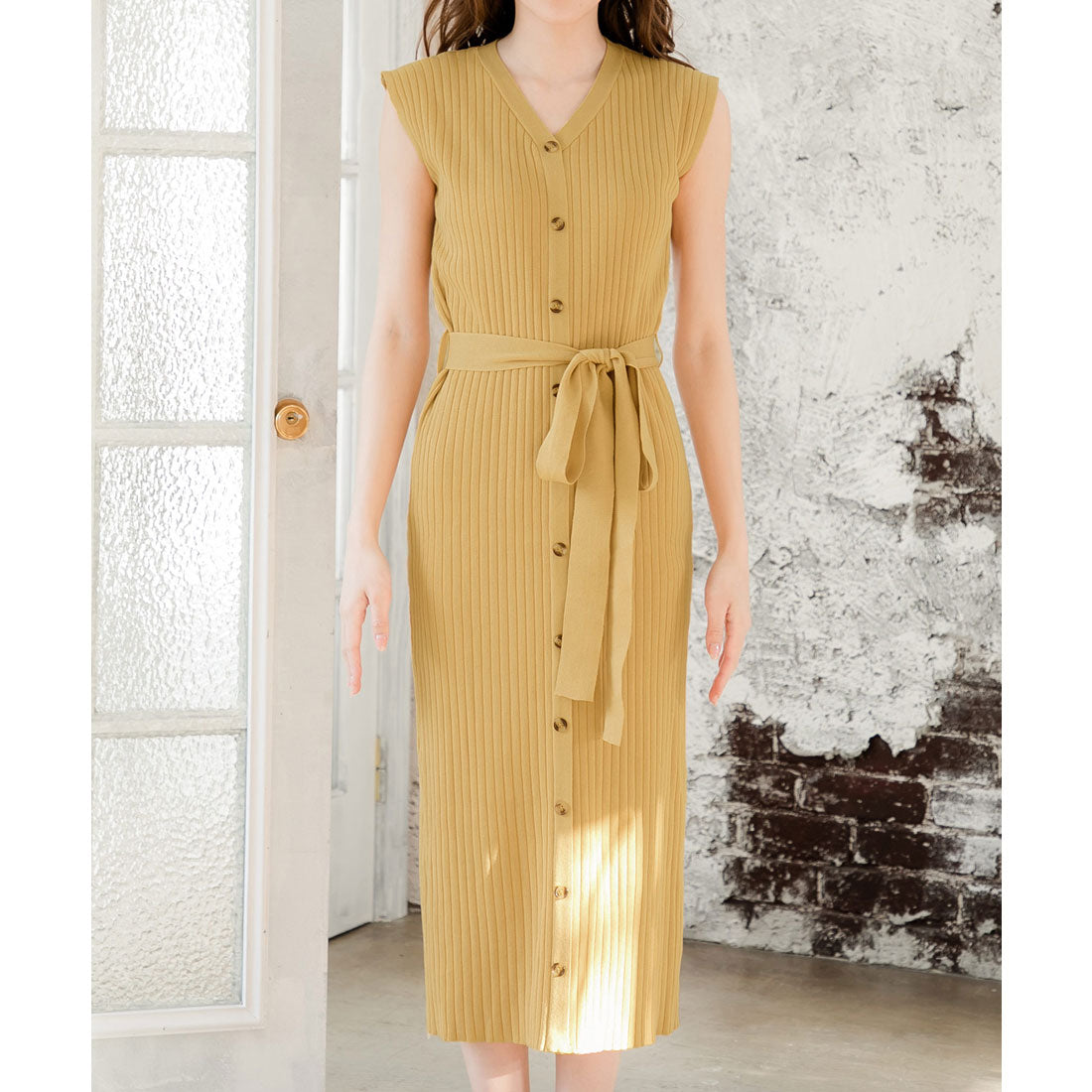 JULIA BOUTIQUE Front button French sleeve knit dress/510695