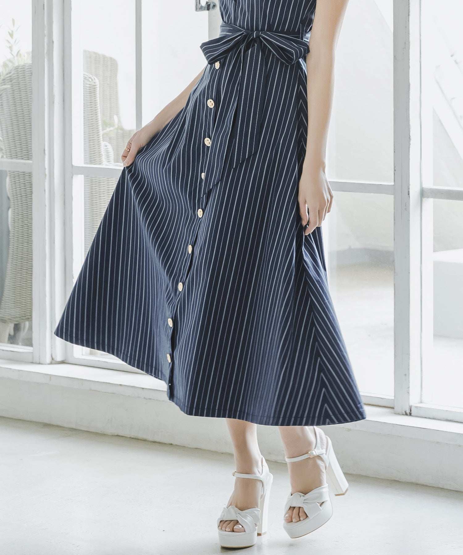 JULIA BOUTIQUE Striped Shirt Flare Dress/23071