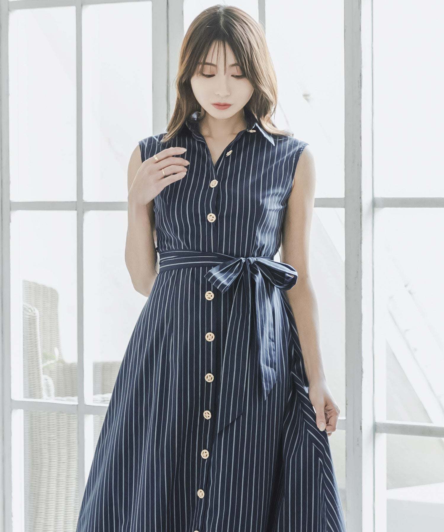 JULIA BOUTIQUE Striped Shirt Flare Dress/23071