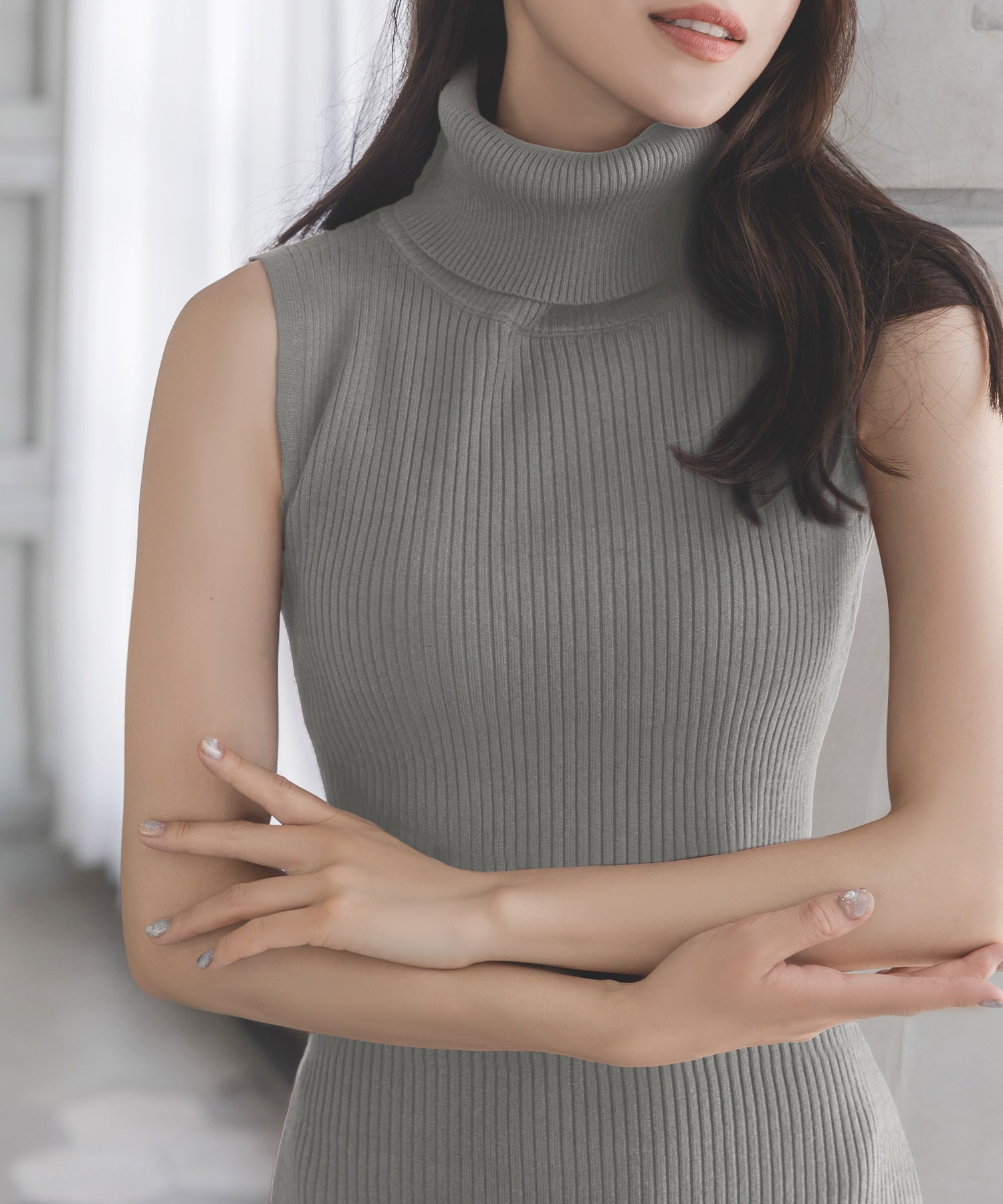 ジュリアブティック JULIA BOUTIQUE ミディアム丈・タートルネックマーメイドニットワンピース/23533
