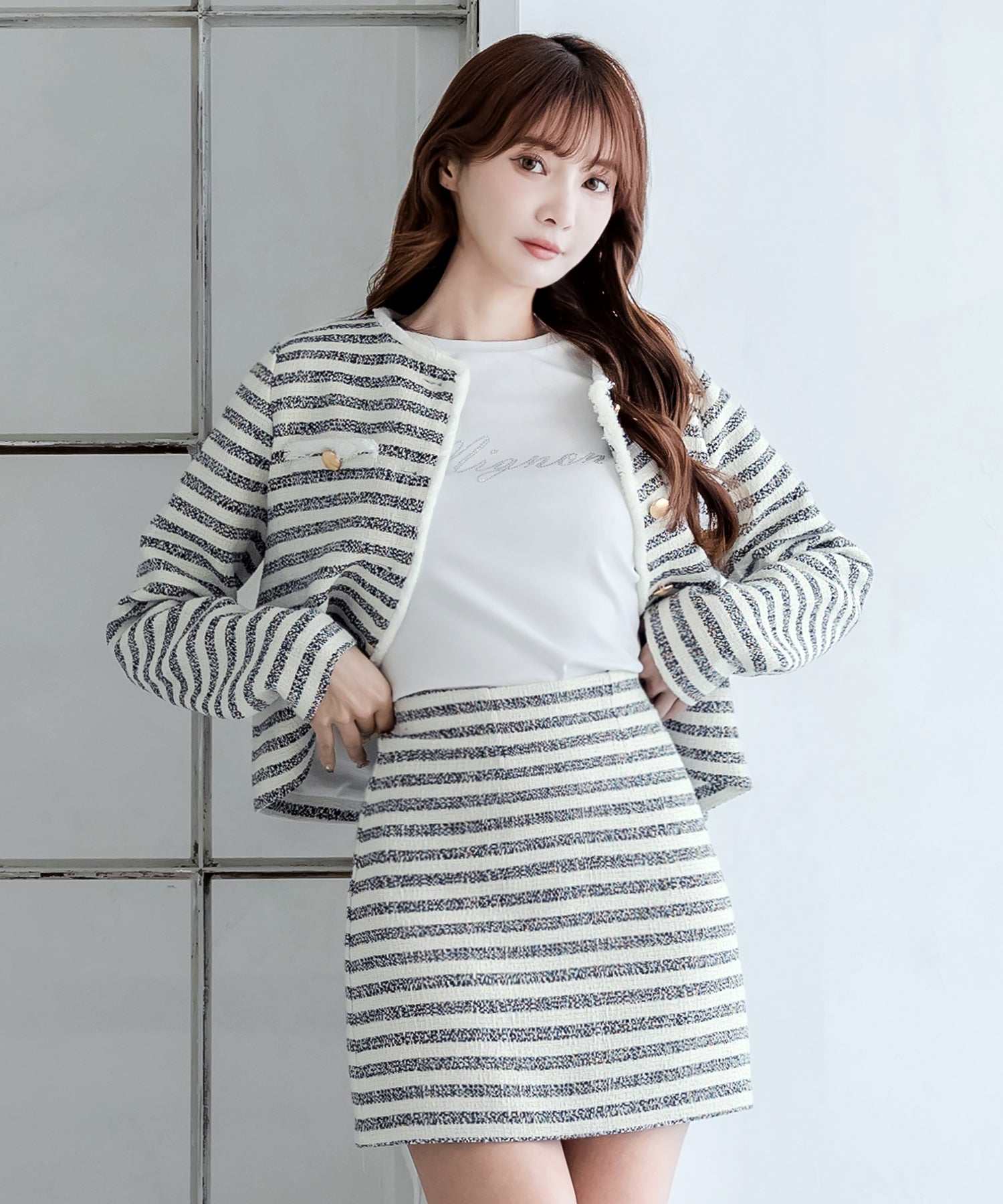 JULIA BOUTIQUE Border Tweed Mini Skirt 24045