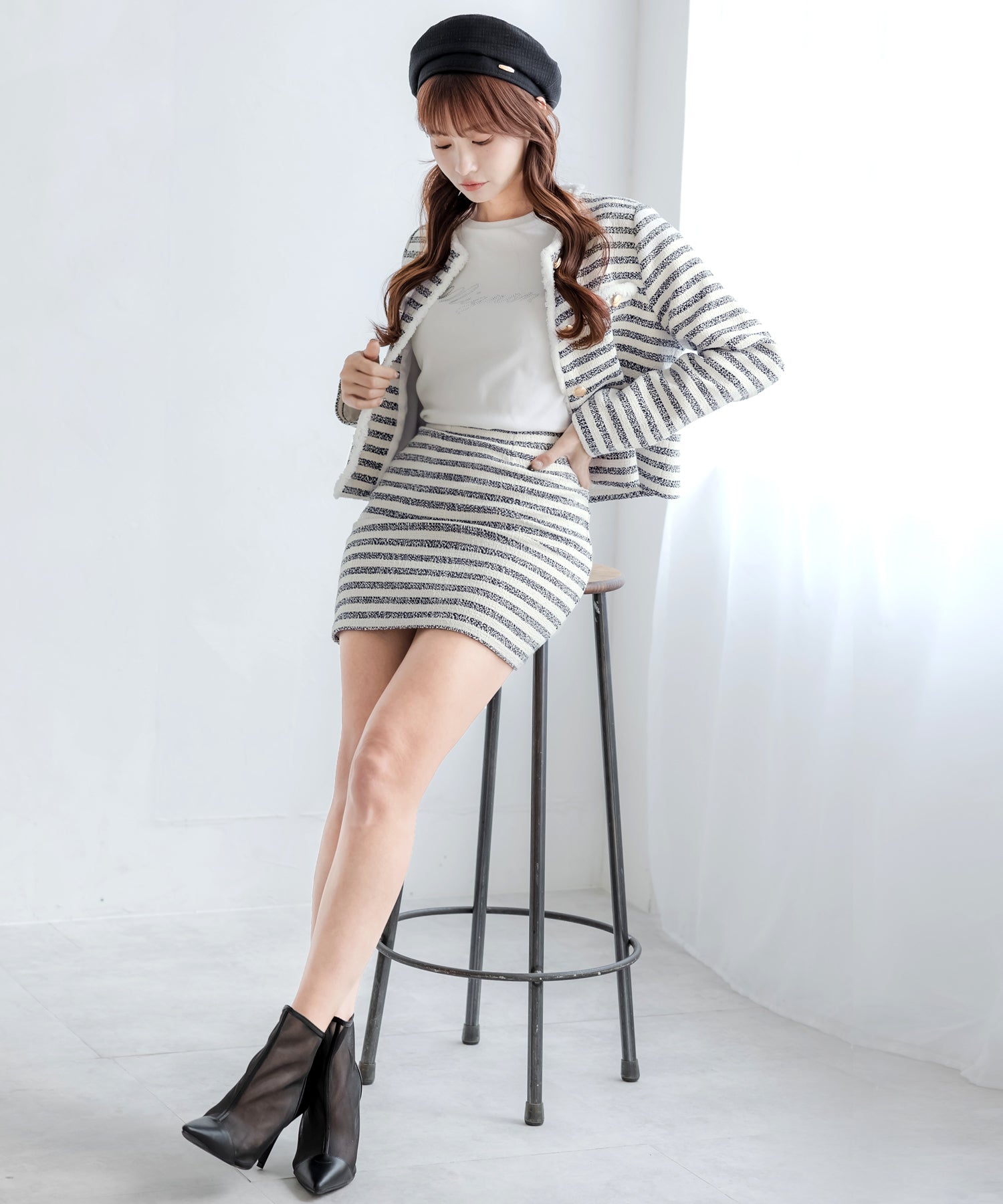 JULIA BOUTIQUE Border Tweed Mini Skirt 24045