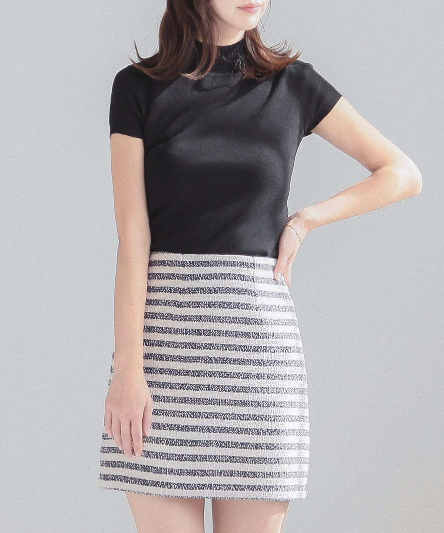 JULIA BOUTIQUE Border Tweed Mini Skirt 24045